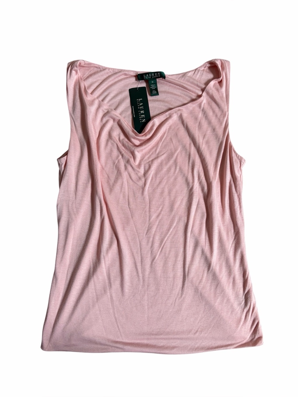 Ralph Lauren New Light Pink Draped Neckline Sleeveless Top Medium NWT - Picture 9 of 9